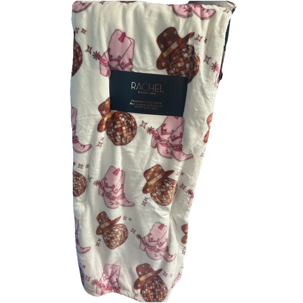 Rachel Roy Disco Ball Yeehaw Cowgirlβ Throw Blanket Boots Hat Soft 60X70" NEW